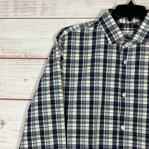 Mizzen + Main Mens Button Shirt XXL Trim Fit Stretch Multicolor Check Leeward - Picture 3 of 11
